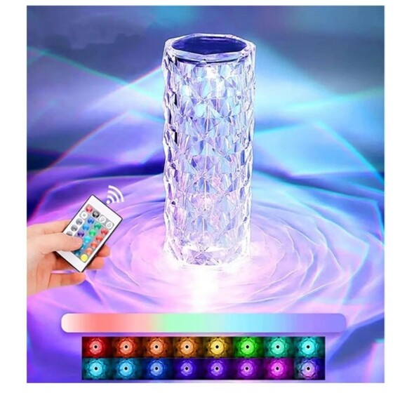 Crystal Lamp 16 Color Changing RGB Night Light Touch Lamp USB LED Table Lamp - Picture 1 of 4